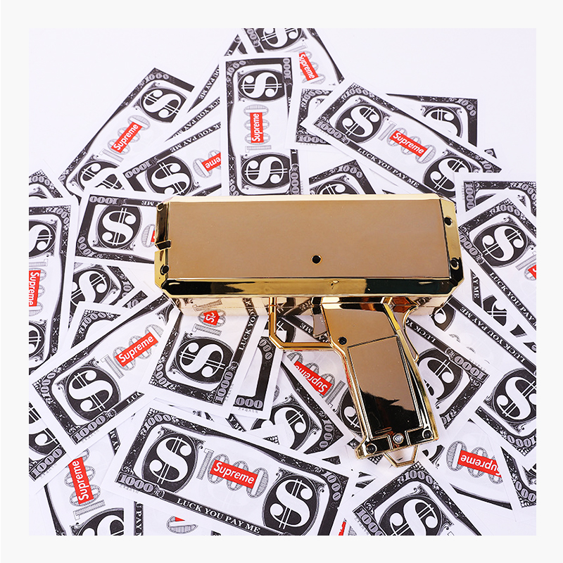 Пользовательский золотой стреляющий пистолет, заправка денег, игрушка для вечеринки, пулемет от дождя, наличный пистолет, деньги