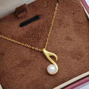 Collar con Colgante en Forma de Nota Musical Chapado en Oro de Plata 925 de UM Jewelry, Perla Natural de Agua Dulce, Regalo de Boda o Compromiso - Product Image 3