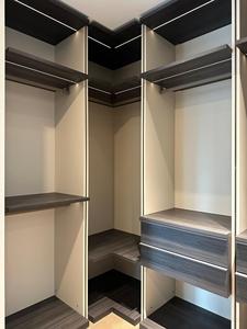 Light Luxury Embedded Wardrobe Dark Wood Grain <strong>Closet</strong> with Drawers Shelf Multi-Zone Storage - Product Image 5