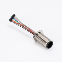 Connecteur M12 à 12 broches codé A mâle à montage sur panneau avec faisceau de câbles à queue de cochon IP67 pour capteur d'automatisation OEM