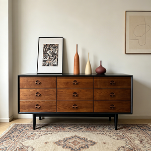 <span class=keywords><strong>Buffet</strong></span> rétro mi-siècle à 9 tiroirs, meuble de rangement en bois moderne de style nordique pour salle à manger et salon - Product Image 1