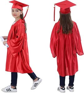 Chapeau <span class=keywords><strong>de</strong></span> remise <span class=keywords><strong>de</strong></span> diplôme rouge pour la maternelle et <span class=keywords><strong>robe</strong></span> brillante pour enfants, riches en couleurs avec pompon, personnalisation acceptable - Product Image 5