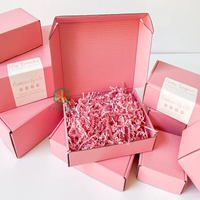 Boîtes d'expédition postales en carton ondulé personnalisées avec impression couleur de logo sur mesure pour emballages cosmétiques roses