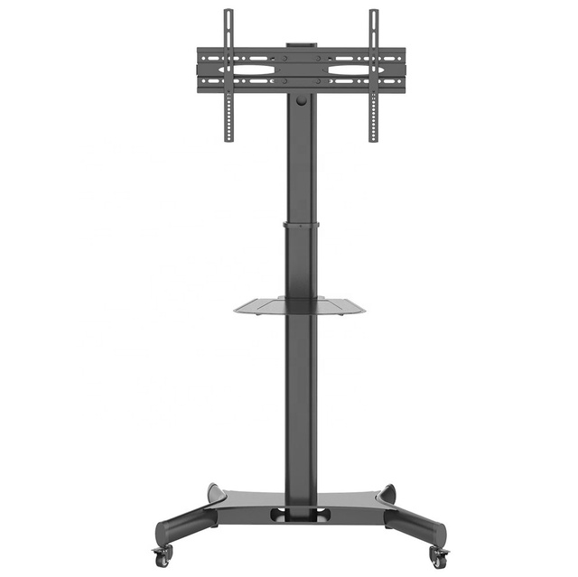 LCD TV Floor Stand Trolley Heavy Duty Height Adjustable Steel Rolling Floor Stand Mobile TV Cart with Wheels