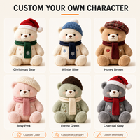 Ours en peluche à poils longs motif flocon de neige, emballé pour cadeau, pour la vitrine de Noël