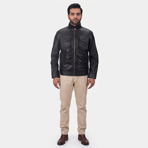 Biker Style Men Genuine Leather Vintage Breathable <b>Jacket</b> OEM Custom Logo Wholesale Bulk Motorcycle <b>Jackets</b> Cheap <b>Slim</b> <b>Fit</b> Men - Product Image 1