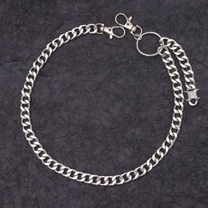 Cadena de cintura metálica gruesa YueliSilver con colgante de púas, estilo hip hop, para uso diario, cadena corporal de moda con diseño de doble anillo. - Product Image 3
