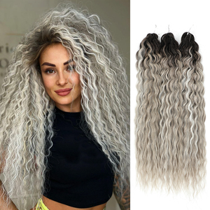 Tổng hợp sóng nước xoắn Crochet bím tóc tóc cho phụ nữ lọn tóc bện phần mở rộng tóc Ombre tóc vàng nâu 22inch 3 cái/lốc - Product Image 1