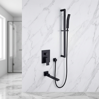 Ensemble de robinetterie sanitaire noir mat pour salle de bain, mitigeur mural encastré avec jet de pluie doux