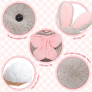 Grand lapin gris en peluche avec oreilles roses, lapin gris doux pour filles garçons, jouets d'animaux en peluche personnalisés OEM d'usine de Pâques - Product Image 4