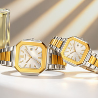 Montre de couple SKMEI 9398 à quartz, bracelet en acier inoxydable, étanche, pour amoureux, analogique, sportive, pour le bonheur des partenaires