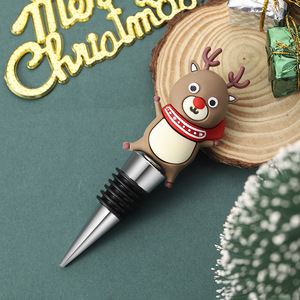 Christmas <b>Wine</b> Stoppers Plastic Bottle Sealers Holiday Decorative Santa Reindeer Snowman Design - Product Image 4