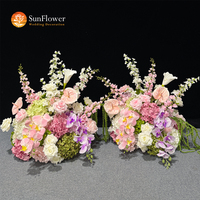Boule de fleurs artificielles pour mariage, roses roses et violettes mélangées, décoration florale pour hôtel, banquet de mariage, allée et table