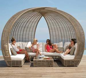 كونجر خارجي حديقة مع مظلة ترفيهية للفناء والشاطئ أريكة من الخيزران الخوص PE الروطان من dibai - Product Image 2