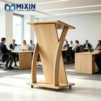 Table de conférence portable en bois avec étagère de rangement et roulettes pour professeurs en classe