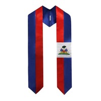 Étole de graduation en satin personnalisée, brodée, 72 pouces de long, drapeau d'Haïti, uniforme scolaire