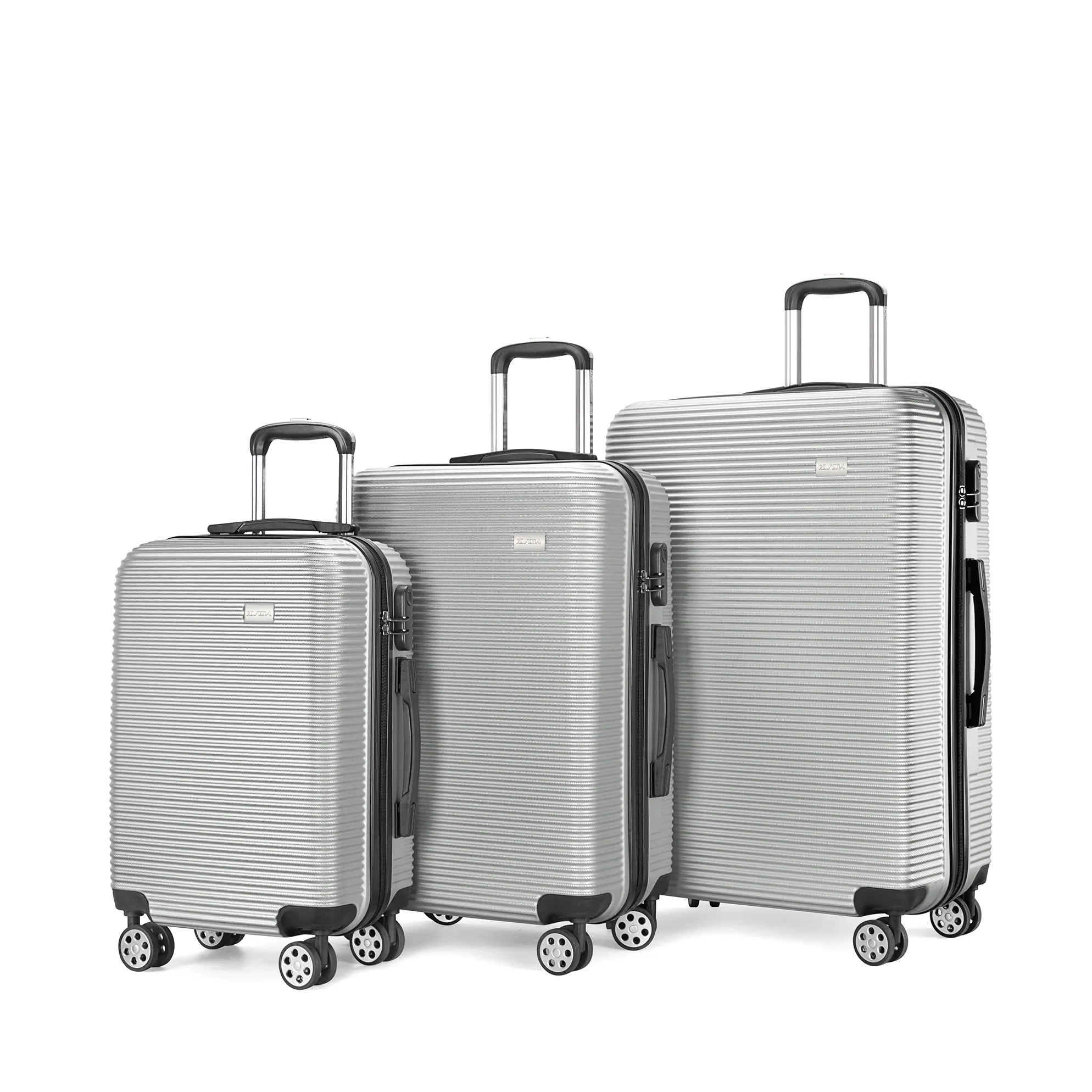 4 स्पिनर 360 डिग्री चुप पहिया Abs यात्रा सूटकेस सेट कठिन खोल सामान बैग 20 इंच 24 इंच 28 इंच सामान सेट