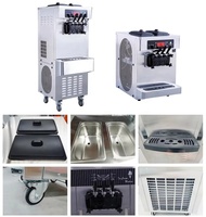 Machine à glace molle verticale de comptoir 3 saveurs, en acier inoxydable, économe en énergie, avec fonction de pré-refroidissement