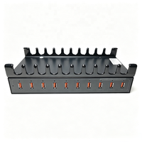Station de charge rapide 200W à 10 ports QC3.0 avec coque en aluminium, hub de charge USB multi-appareils avec support pour téléphone et tablette