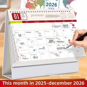 X418 2026 High Quality China Office Desk <b>Calendar</b> With Custom Logo and Full Color Printing Low Price Use Clock - Product Image 3