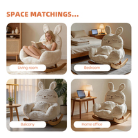 Fauteuil à bascule créatif en forme de lapin, design animal unique, fauteuil de nurserie en peluche douce, chaise à bascule rembourrée confortable