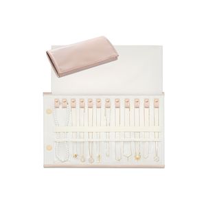 Travel Necklace Organizer PU Leather Jewelry Holder Foldable Roll <b>up</b> Jewelry Storage Bag for Necklaces Chains Bracelets - Product Image 3
