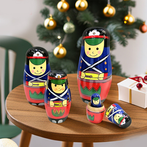 5 pezzi russo matrioska bambole fatte a mano in legno di natale decorazione della tavola bambola di nidificazione bambole <span class=keywords><strong>Set</strong></span> per bambini compleanno giocattolo regalo - Product Image 6