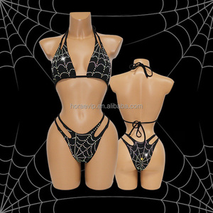 S750 Dark Color Diamond Bikini trang phục kỳ lạ cực Dance mặc cho Câu lạc bộ đêm lễ hội Spandex vũ nữ Thoát y dancewear - Product Image 1