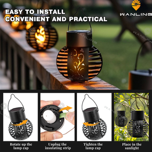 वाटरप्रूफ आउटडोर सौर पेंडेंट फांसी लालटेन फ्लैकरिंग लौ बगीचे के पाटियो यार्ड ट्री कैंपिंग सजावट के लिए प्रकाश का नेतृत्व किया - Product Image 3