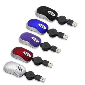 Mini Portable Wired Retractable Mouse Computer Mouse Small Hand USB Optical Office Mice for PC Laptop Notebook for Kids