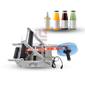 Nueva máquina semiautomática de etiquetas adhesivas para botellas, Máquina manual de etiquetado de botellas de vino de embalaje pequeño para bebidas