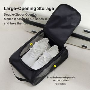 Sac à chaussures de voyage personnalisé, écologique, imperméable, en Oxford avec fermeture éclair et cordon de serrage pour hommes et femmes - Product Image 2