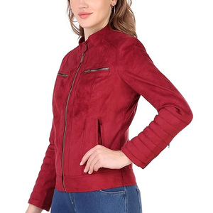 Wholesale Trending Custom Fashion New Design Long Sleeve <b>Suede</b> <b>Jacket</b> for Women Solid Color Zipper Style <b>Suede</b> Leather <b>Jackets</b> - Product Image 3