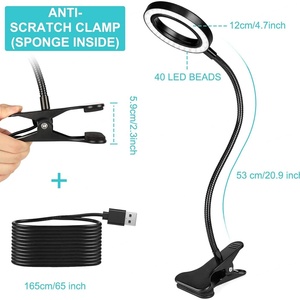 EGH 120MM Portable Blue/White <b>Book</b> Light Flexible and Foldable Clip-On Eye Protector with LED Modern Design for Bedroom Use - Product Image 4