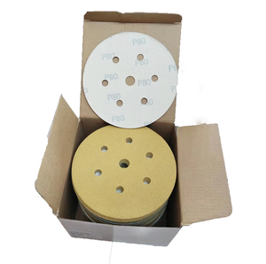 종이 라이너가있는 5 인치 실리카 카바이드 및 알루미늄 산화물 골드 샌딩 디스크 후크 앤 루프 연마 사포 - Product Image 4