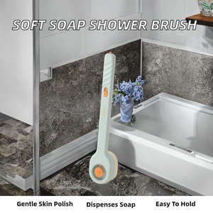Brosse de douche en plastique écologique <span class=keywords><strong>Klear</strong></span>, brosse exfoliante douce pour le corps, distributeur de savon, brosse de bain - Product Image 3