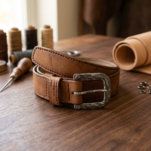 Ceinture Formelle Homme en Cuir de Vachette 100% Écologique, Boucle Ardillon Vintage en Acier, Largeur 2 Pouces, Motif Uni, Couleur Noire, Meilleure Vente B S - Product Image 1