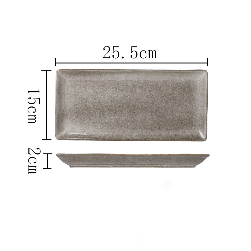 Assiette rectangulaire grise de 10 pouces