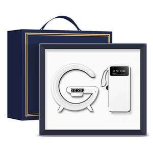 <span class=keywords><strong>Gadgets</strong></span> Regalos novedosos Cargador inalámbrico Premium Lámpara LED Altavoz Reloj de escritorio y banco de energía Conjunto de regalo de negocios ejecutivo moderno - Product Image 5