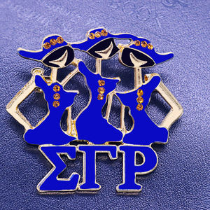 美しいギリシャのシグマガンマローソロリティシンボルアクセント姉妹ブローチ可憐なゴールドとブルートーンSGRhoソラーフェローシップピン - Product Image 4
