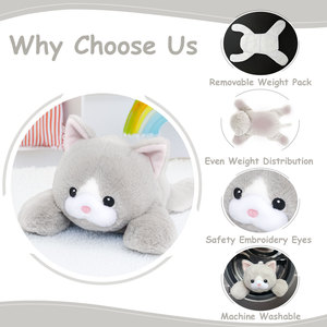 دمية قطة محشوة ثقيلة الوزن 5 رطل، وسادة قطة مستلقية، قطة محشوة ناعمة للراحة والنوم - Product Image 5