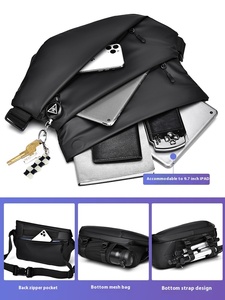 男性用大容量ナイロンチェストバッグファッショナブルな多機能防水クロスボディショルダー屋外通勤レジャー - Product Image 4