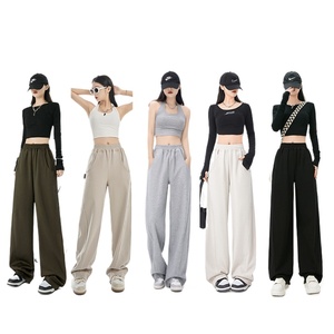 Nuovi Pantaloni Sportivi Invernali da Donna Stile Americano Vita Media Slim Fit Casual Versione Stretta <span class=keywords><strong>Design</strong></span> Frontale Piatto Cotone Poliestere - Product Image 3