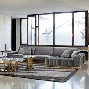 Sofá Seccional Modular en Forma de L, Blanco y Gris, Estilo Nórdico de Lujo para Villa, Sofá Seccional Italiano de Alta Gama DS-CHARISMA-01- GIORGIO COLLEC - Product Image 4