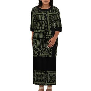 <span class=keywords><strong>Abito</strong></span> Puletasi Polinesiano Samoano Tribale a <span class=keywords><strong>Maniche</strong></span> <span class=keywords><strong>3</strong></span>/<span class=keywords><strong>4</strong></span>, Casual, Taglie Forti, Lungo Maxi, Set Due Pezzi con Gonna, Vita Naturale - Product Image 3