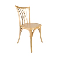 Chaise de salle à manger empilable en bois massif W-I-L pour hôtel, restaurant, mariage, banquet, événements, bois naturel