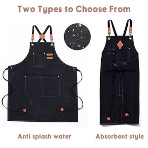 Tablier de cuisine élégant en toile 100 % coton, imperméable et résistant à l'huile, avec logo personnalisé, pour hommes, idéal pour la cuisine, le travail, la fleuristerie et le jardinage - Product Image 3