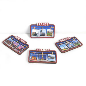 Aimants de réfrigérateur en bois personnalisés, souvenirs de France, <span class=keywords><strong>Paris</strong></span>, New York, cadre photo 3D, monument de la ville, aimants de réfrigérateur en bois - Product Image 1