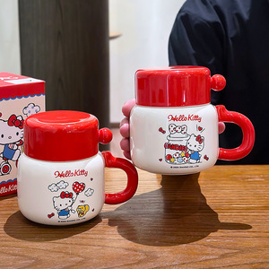 Hello Kitty <b>Ceramic</b> <b>Mug</b> With Lid And Handle Heat Resistant For Office Use - Product Image 3