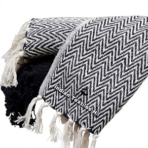 Luxury Cotton Black Handmade Woven <b>Throw</b> Sofa Blanket <b>Indian</b> Decorative Different Designs Bedding for Winter Home Use From India - Product Image 1